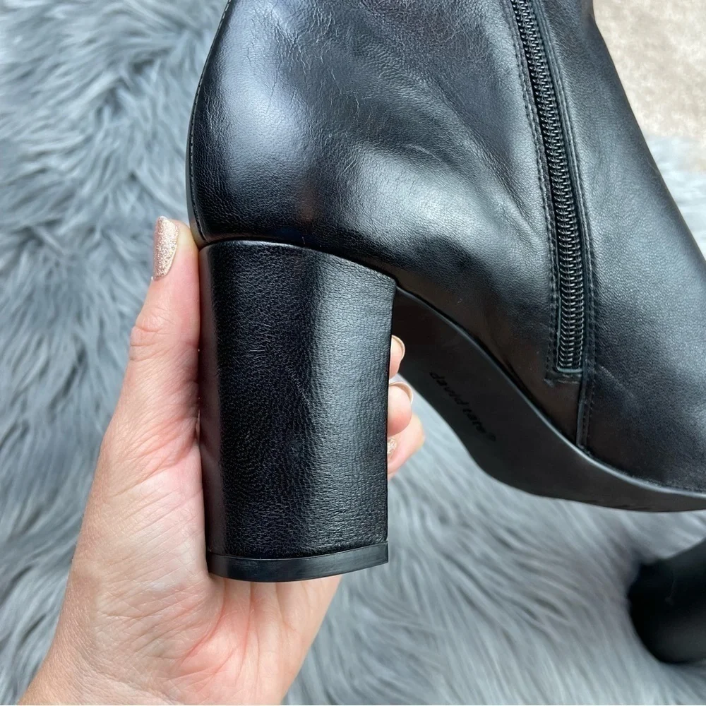 David Tate Alison Black Leather Almond Toe Heeled Booties